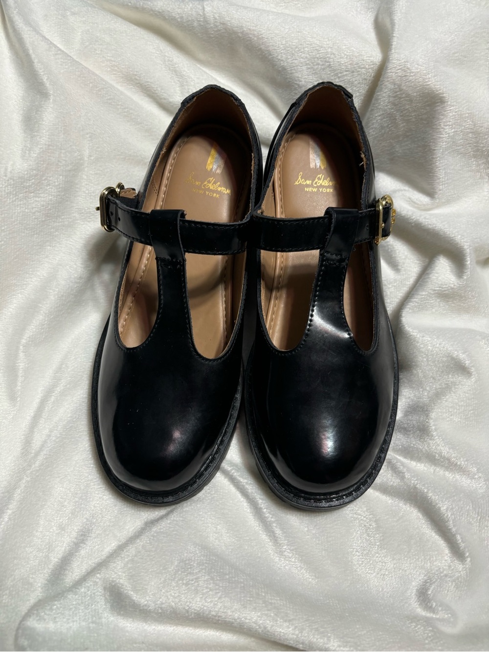 Sam Edelman Black Patent Leather T-strap Mary Jane shoes Size 4M Girls